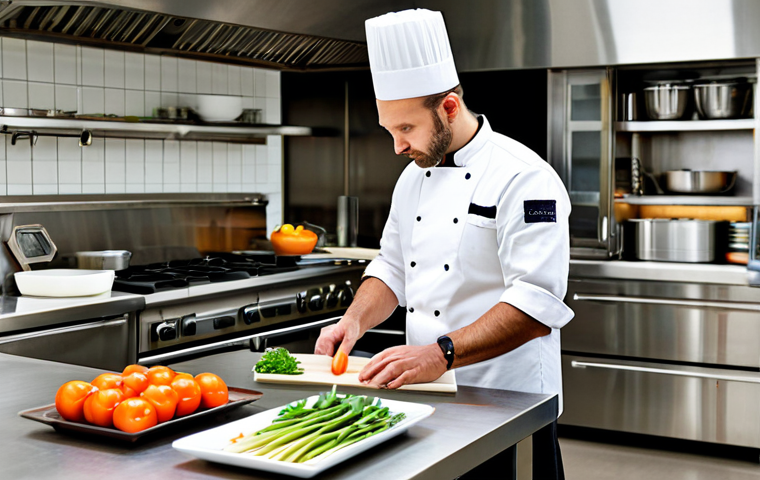 중식조리사 이직 시 알아야 할 점 - Passion Rediscovery**

A chef, fully clothed in a professional kitchen, thoughtfully looking at fres...