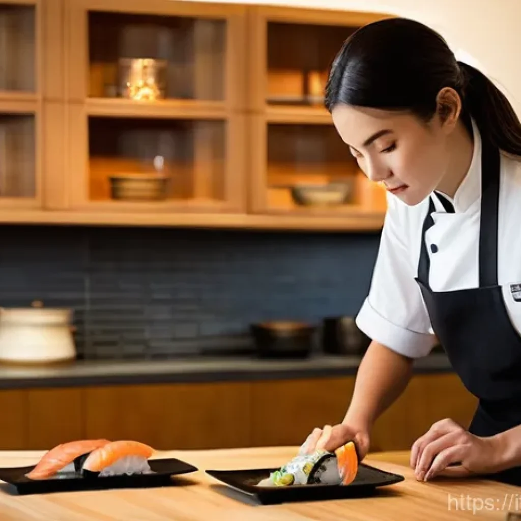 일식조리사 전문 레스토랑 경력 쌓는 법 - **Prompt 1: The Aspiring Italian Sushi Chef**
A focused young Italian woman, in her early twenti...