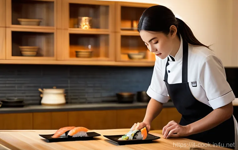 일식조리사 전문 레스토랑 경력 쌓는 법 - **Prompt 1: The Aspiring Italian Sushi Chef**
A focused young Italian woman, in her early twenti...