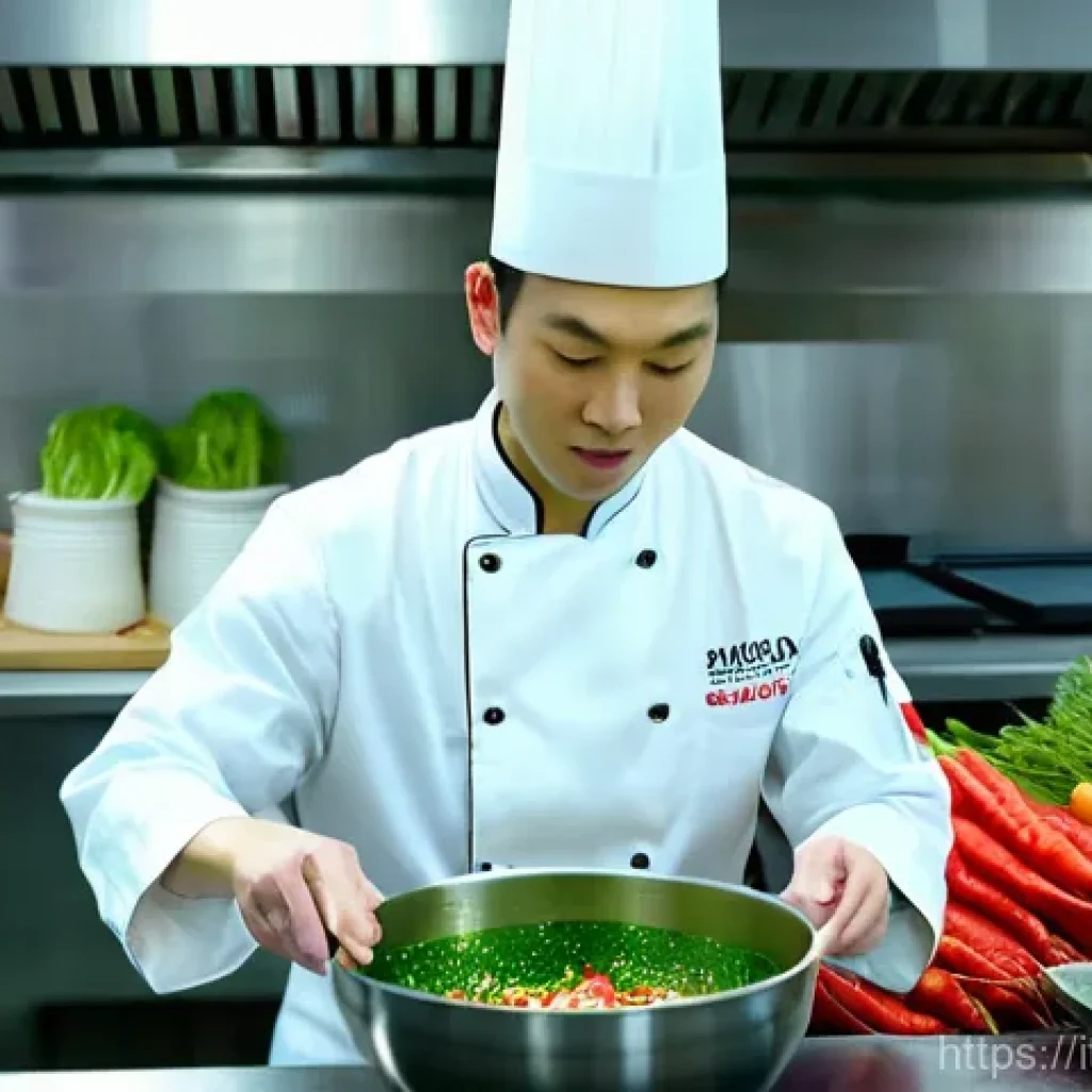 한식조리사의 역할과 책임 - **Prompt:** A skilled Korean chef (*hansik jorisa*), wearing a clean, traditional white chef's jacke...