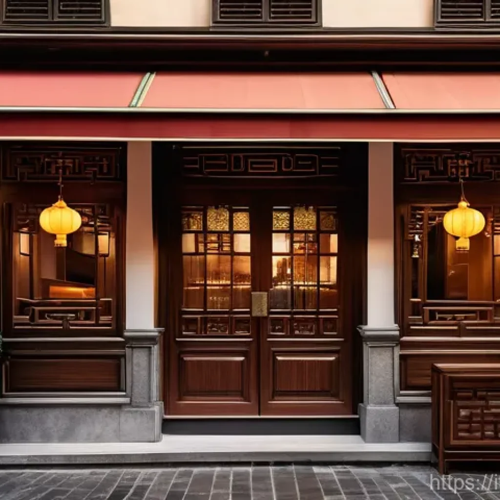중식조리 자격증 취득 후 창업하기 - A beautifully designed, modern Chinese-Italian fusion restaurant exterior on a charming, historic st...
