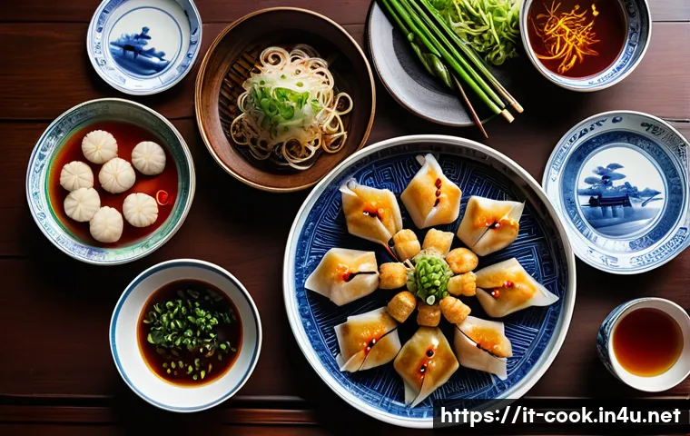 중식조리 이론에서 자주 틀리는 문제 - **Prompt:** A vibrant, overhead shot of a beautifully arranged dining table showcasing the rich dive...