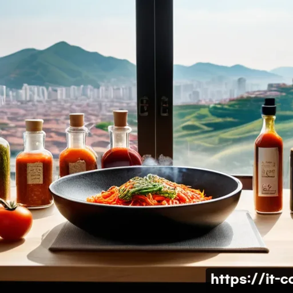 한식조리사 추천 시험 준비 자료 - A detailed and vibrant kitchen scene set in a modern Italian home kitchen, where a skilled chef is p...